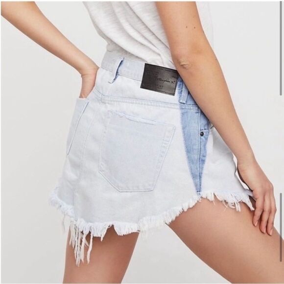 ONE X ONE TEASPOON | Free People 4040 Two Tone Blue Denim Skirt Women’s Size 29 - Picture 14 of 14